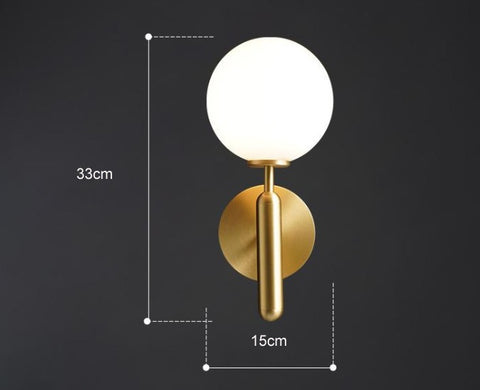 Simple Nordic Modern Bedroom Bedside Copper Wall Lamp