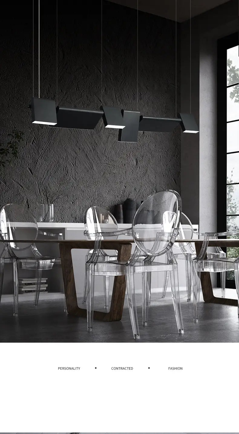 Giada - Simple modern Black LED chandelier light