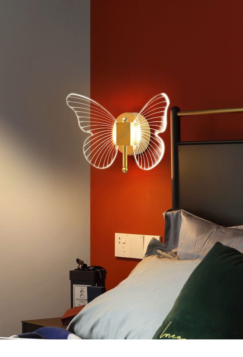 Modern Nordic All Copper Led Butterfly Wall Lamp