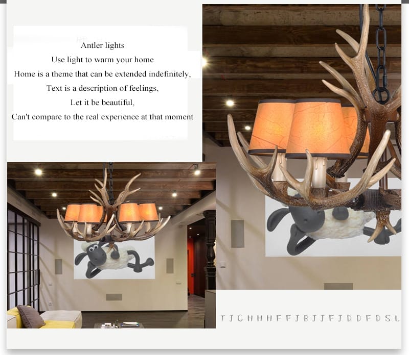 American Country Retro style Antler 2 Tier Chandelier Lamp
