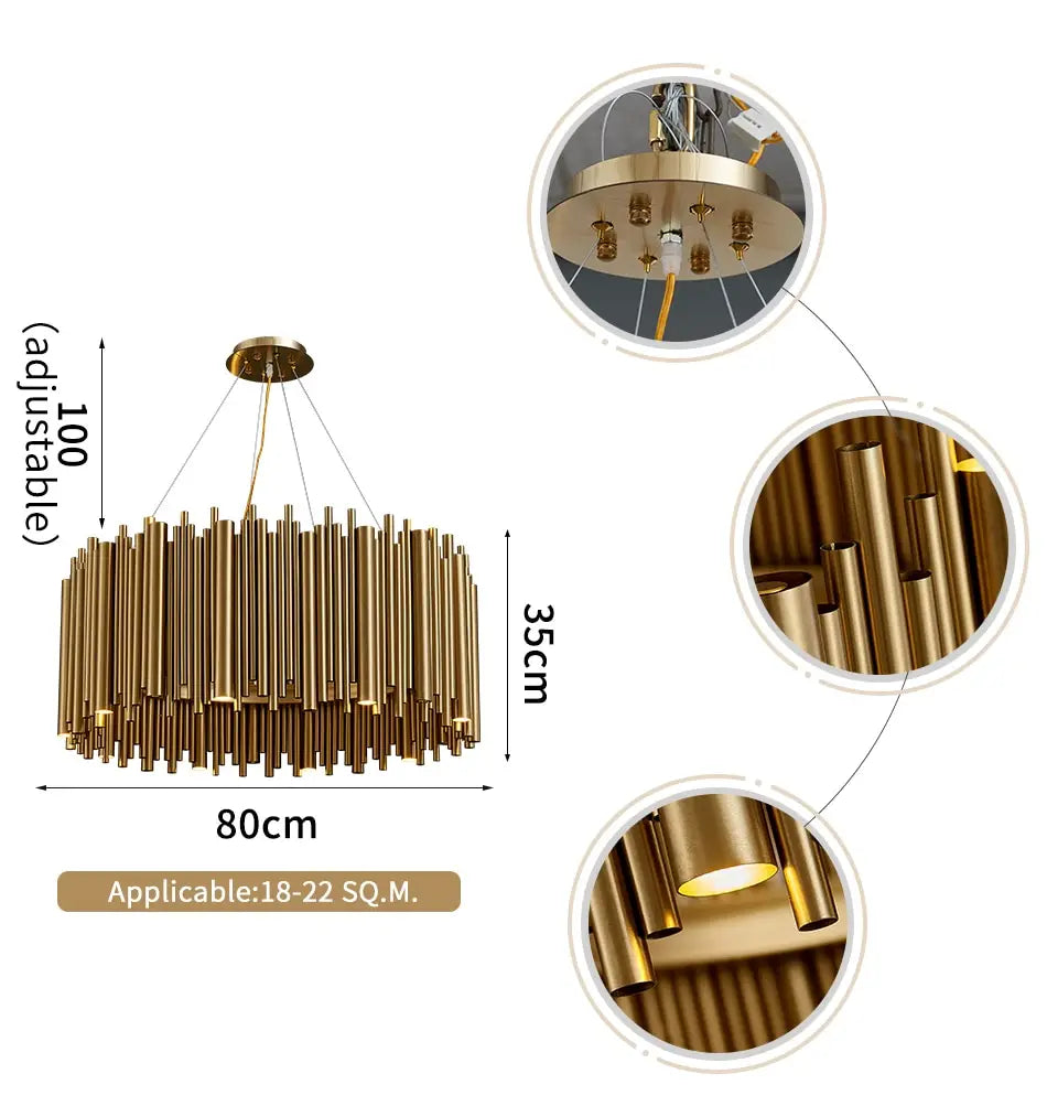 Maddison - Luxury Modern Round Gold Chandelier For Living