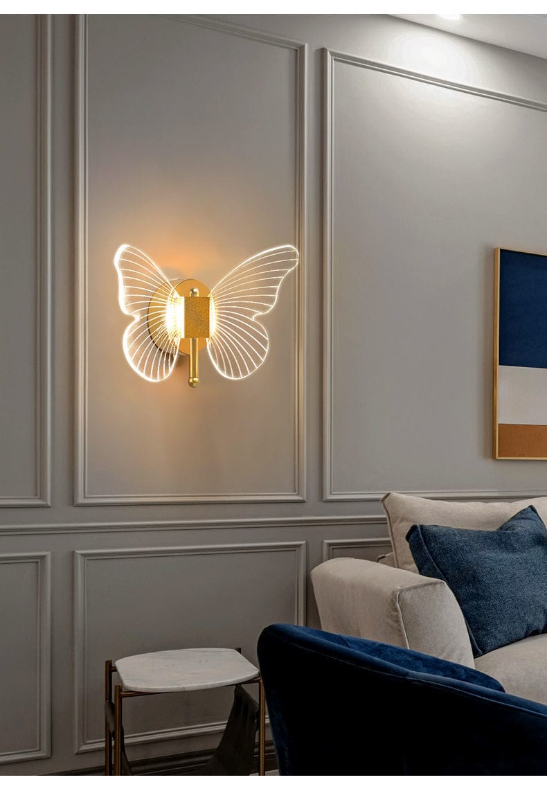 Modern Nordic All Copper Led Butterfly Wall Lamp