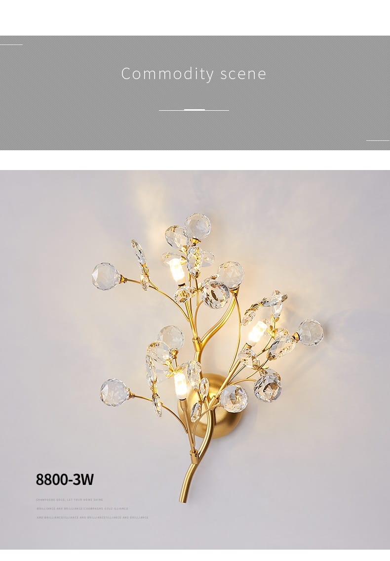 Post Modern Luxury Branch Style Crystal LED Wall Lamp