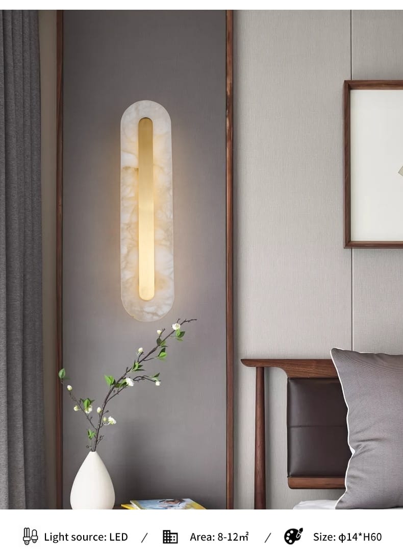 Postmodern Luxury Copper Marble Wall Lamp in Gold shade For