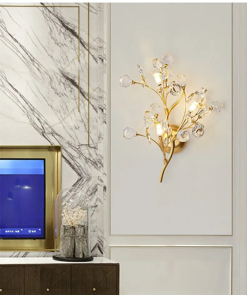 Post Modern Luxury Branch Style Crystal LED Wall Lamp