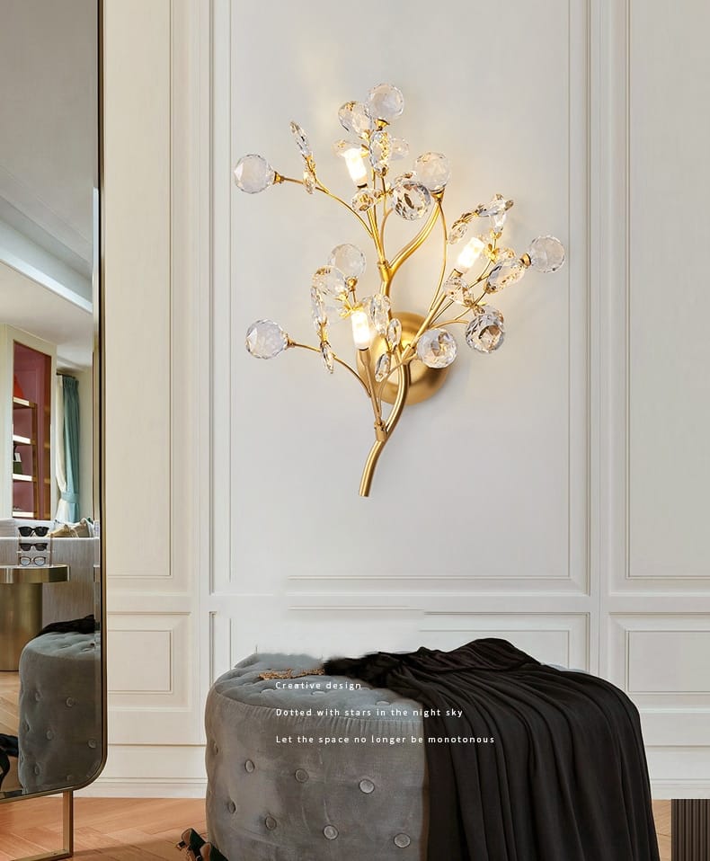 Post Modern Luxury Branch Style Crystal LED Wall Lamp