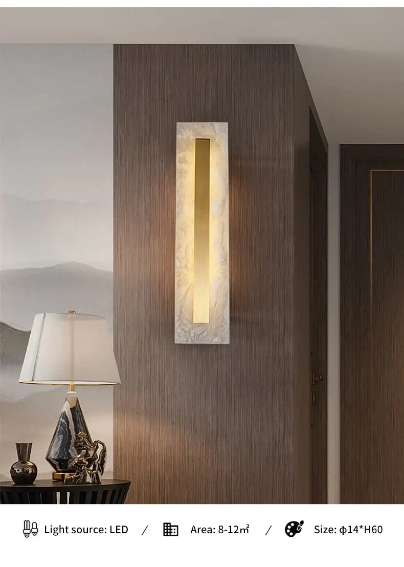 Postmodern Luxury Copper Marble Wall Lamp in Gold shade For