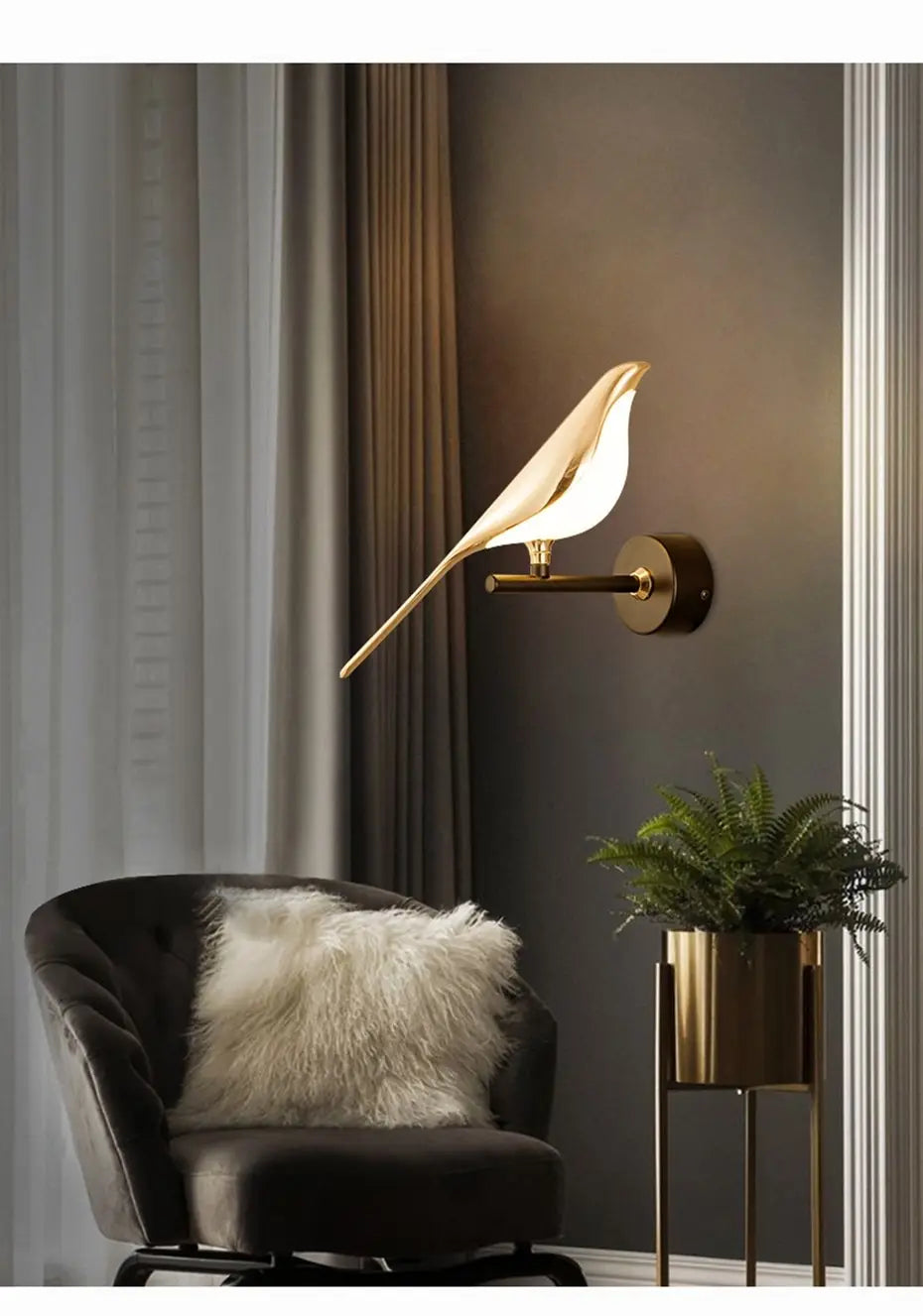 Nordic Art Deco LED Swan Wall Lamp for Bedroom Bedside wall