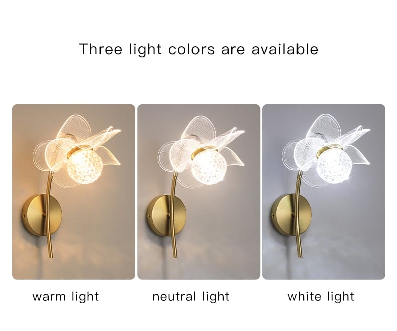 Creative Floral Decorative Gold LED Wall Lamp For Bedroom