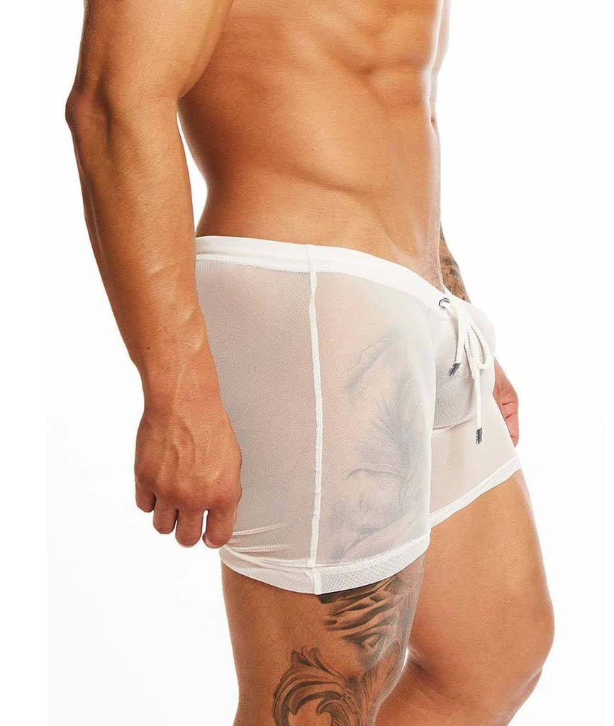 See Through Mesh Pants - White