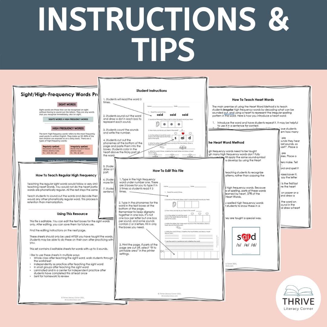 Editable Heart Words Mapping Thrive Literacy Corner Shop   EditableHeartWordsMappingthumbnail2 