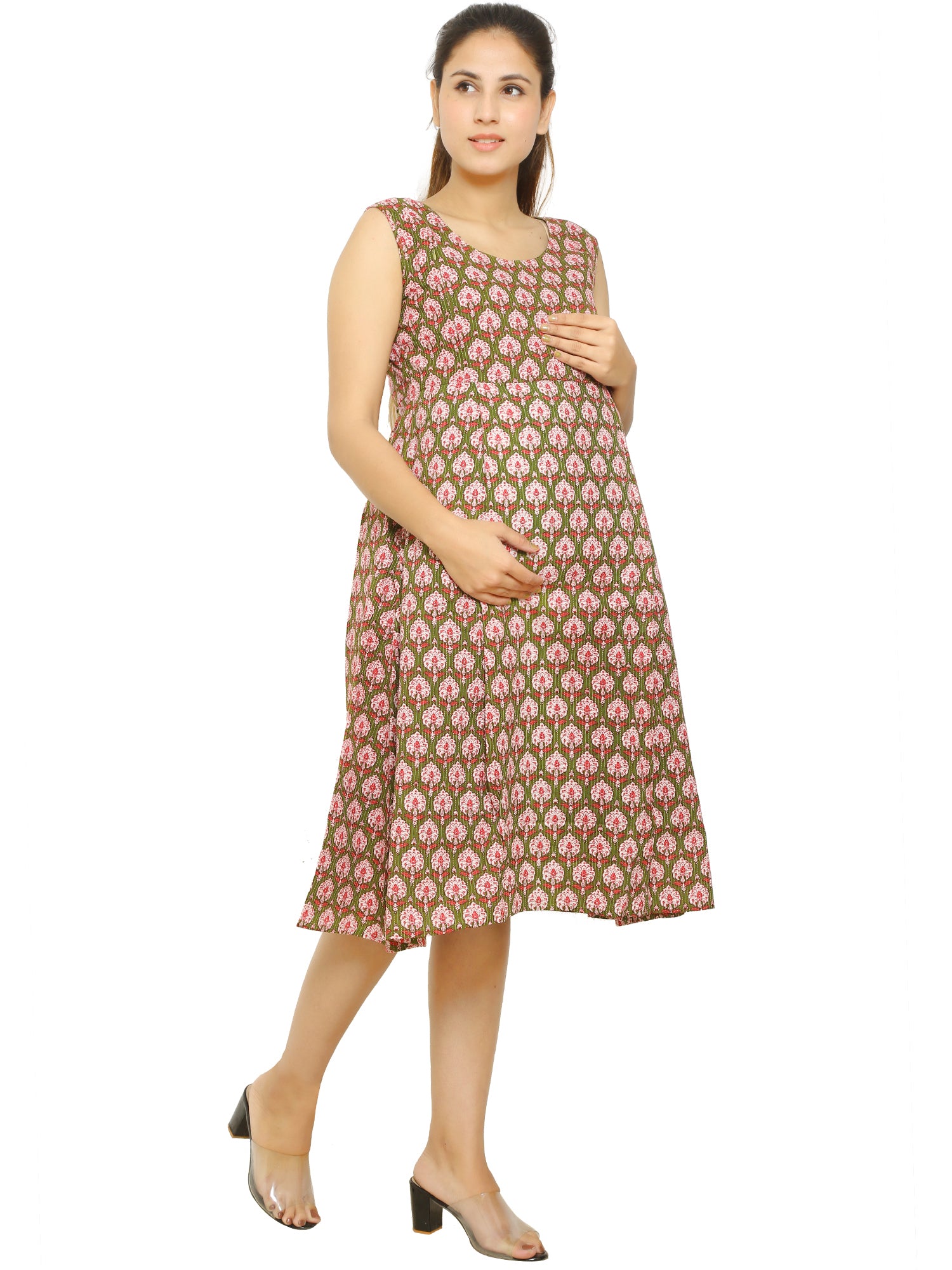 Women Plus Size Maternity Wear Peach feeding dresses for mothers-Apella