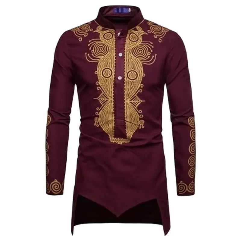 Black Uomo Hommes Kaftan Musulman Kurta Indian Muslim Clothing European Style Muslim Shirt Man Gilding Long Sleeve Novelty Tops
