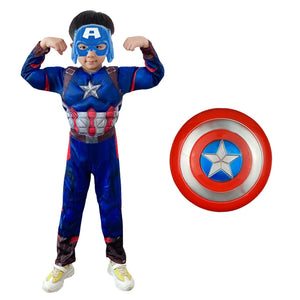 Child Captain America Muscle Costume with Shield - All Halloween Costumes