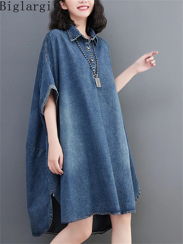 Oversized Summer Women Irregular Loose Denim Casual Big Size Pullover