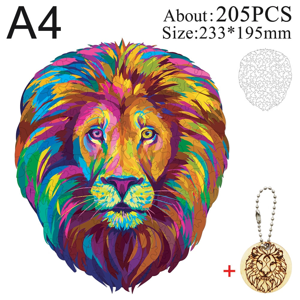 Unique Wooden animal Jigsaw Puzzles Mysterious Lion 3D Puzzle Gift Interactive Games Toy For Adults Kids Educational Fabulous PAP SHOP 42