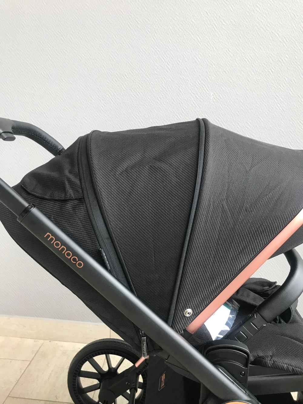 Carrinho de bebê Peppy Monaco 2 em 1 Rosa E Preto , alumínio escovado 3