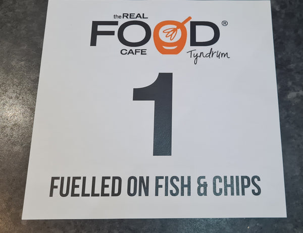 The Real food Cafe Fuelled on Fish & Chips sponsored number for the Killin Highland Games