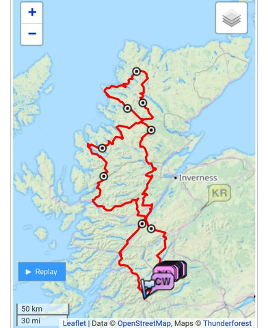 The route outline of the Highland Trail 550 race