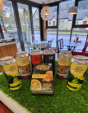 Loch Lomond brewery beers and Bonnie Glen table second prize in Toilet Twinning Fundraiser at the Real Food Cafe in Tyndrum