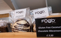 gluten free coconut & chocolate macaroon served at the real food cafe tyndrum, Coeliac uk accredited caterer