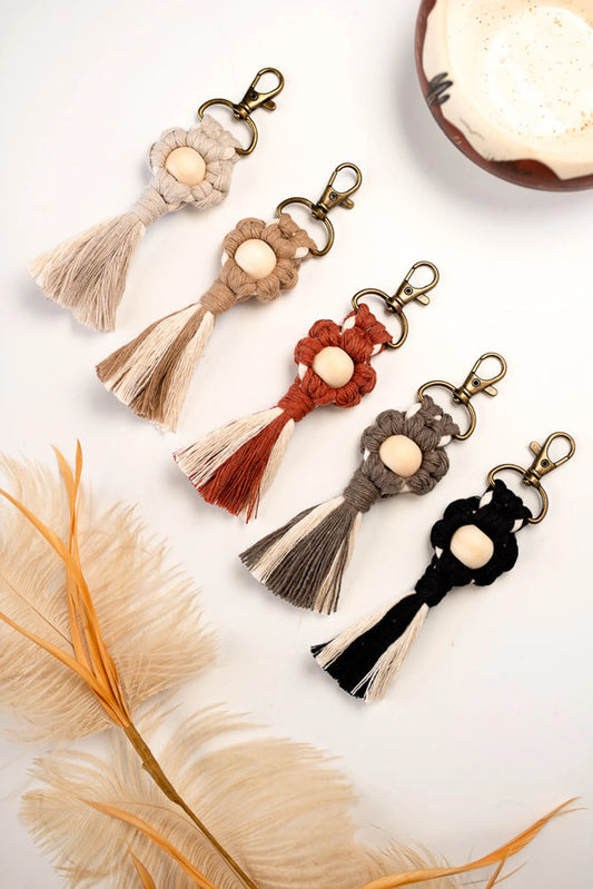 HLGDYJ Mini Macrame Keychains Boho Macrame Bag Charms with Tassels