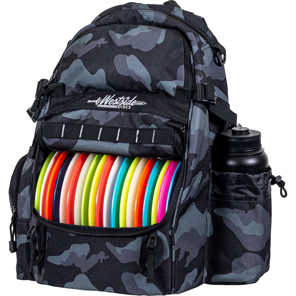 Discmania Fanatic Go Backpack Disc Golf Backpack – 13-18 Disc Main Storage Plus Deep Putter Pocket – 32 Ounce Bottle Holder, Water Resistant Disc