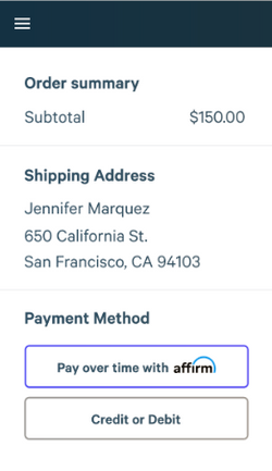 Minocasa Affirm Payment Step 1