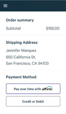 Lost Horizon Affirm Payment Step 1