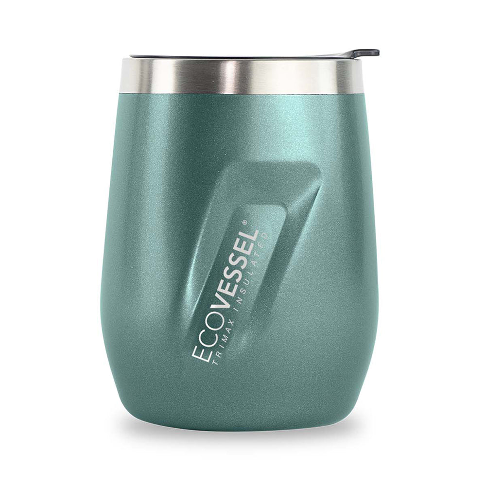 EcoVessel Metro Trimax Vacuum Insulated Stainless Steel Tumbler Cup, Coffee Mug with Slider Lid - 16 oz (Aqua Jade), Green