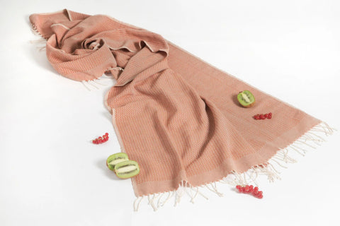 Organic linen and cotton bath towel with fruits