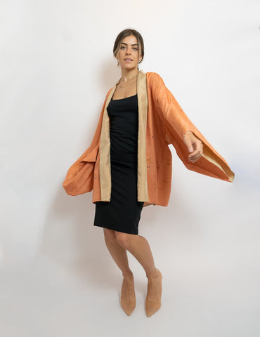 Kimono en soie court orange