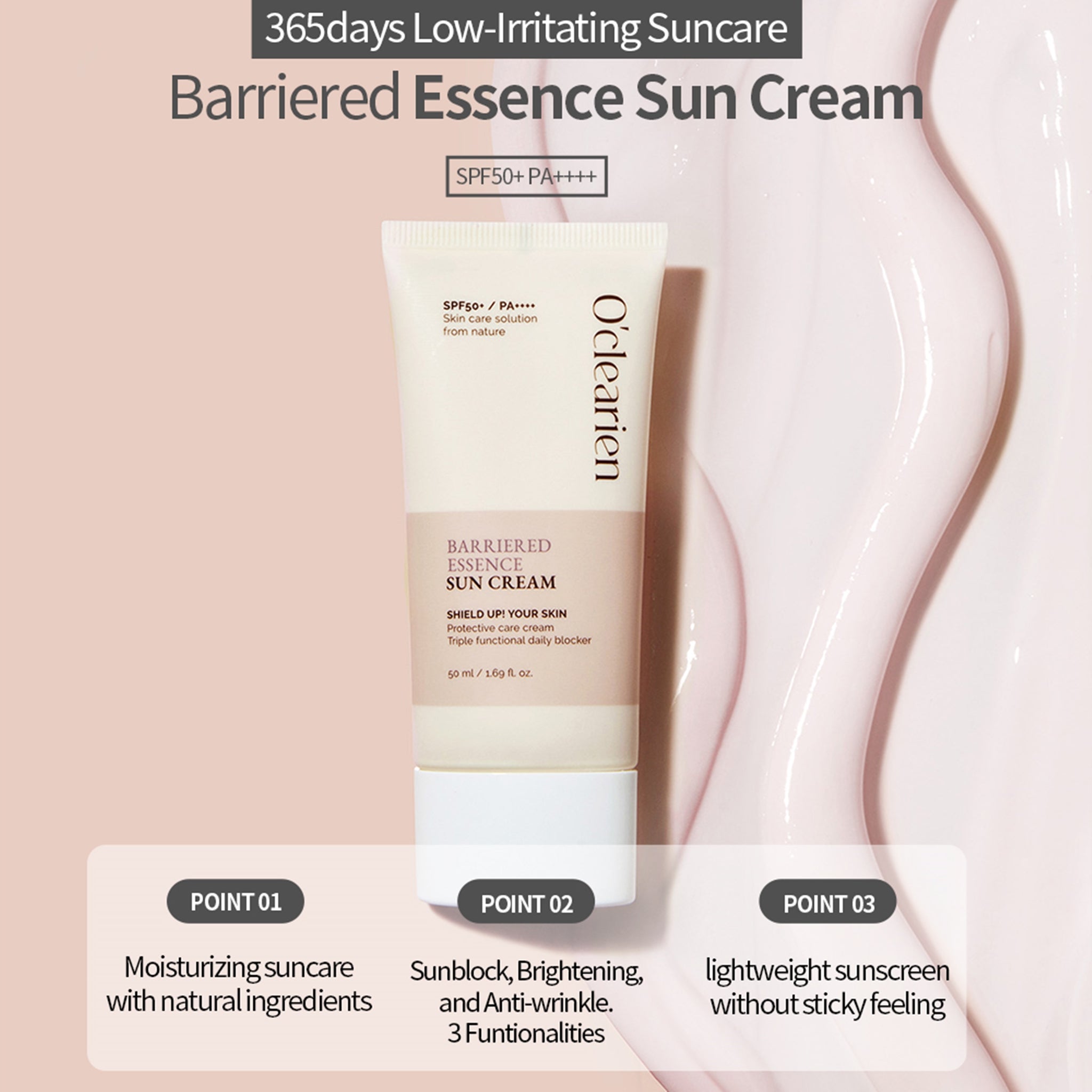 sunscreen package on pink sunscreen formula