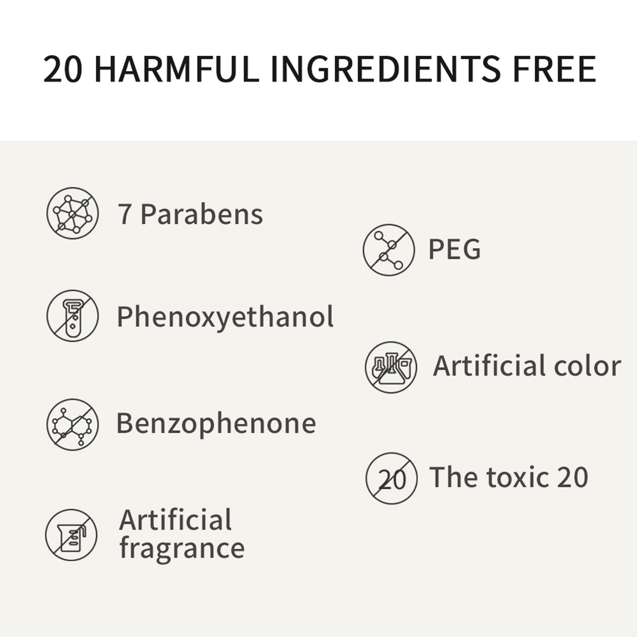 harmful ingredients icon in slashed circle