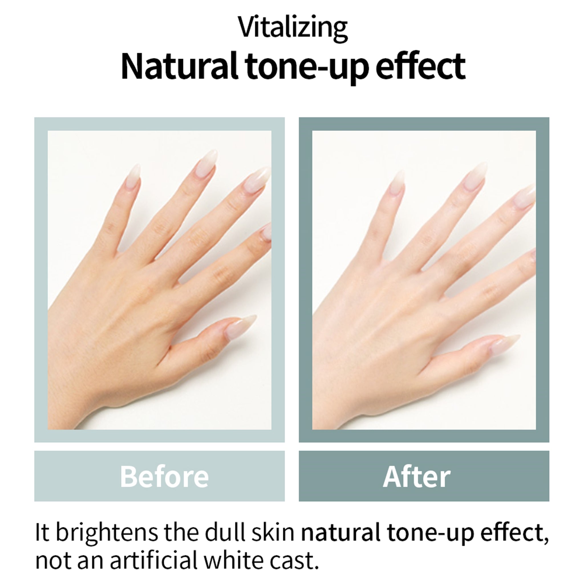 comparing hands tone before and after using sunscreen