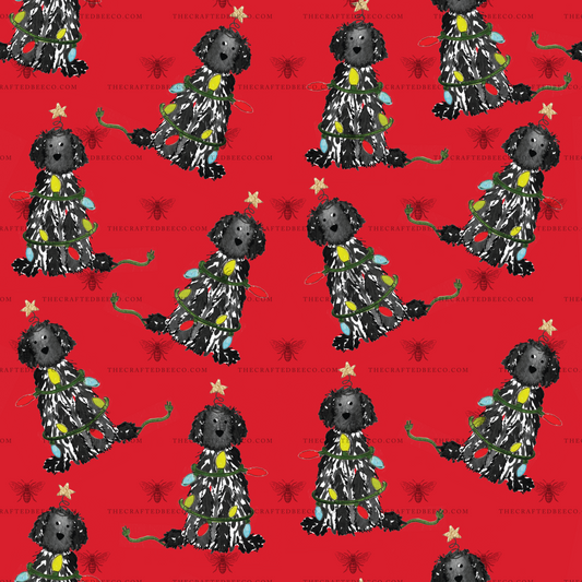 Festive Christmas Chocolate Lab Gift Wrap - Red – The Crafted Bee Co.