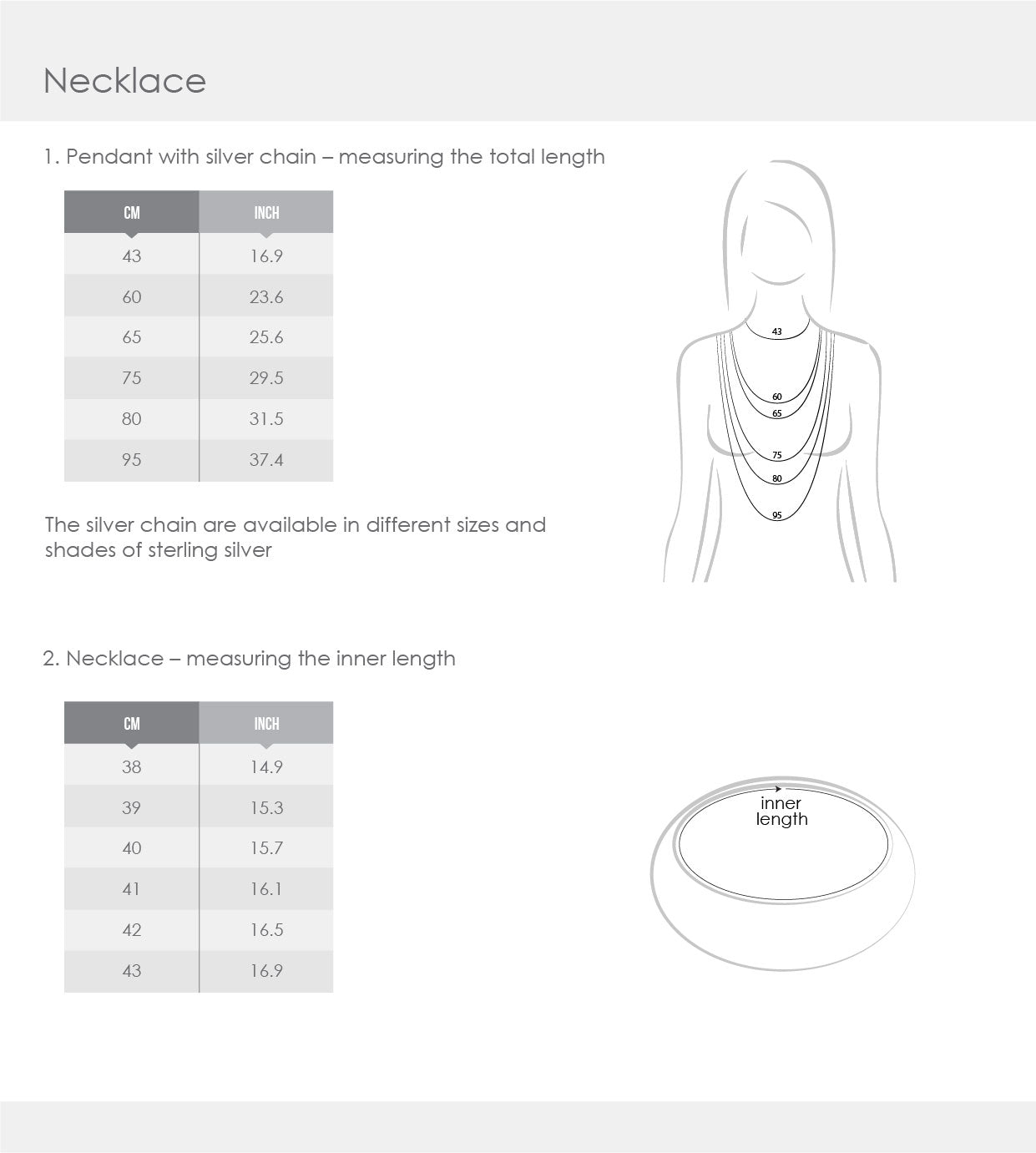 Zuringa Men's Necklace Length Comparison Chart
