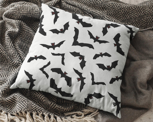 Gothic lace-bats-black Throw Pillow