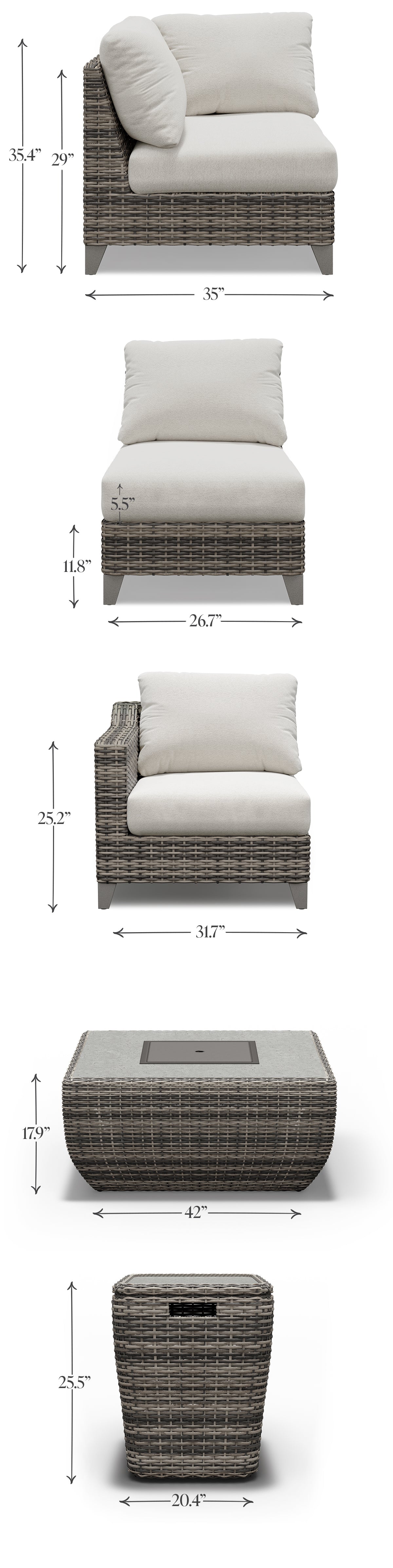 Outdoor Patio Sectional with Propane Fire Pit