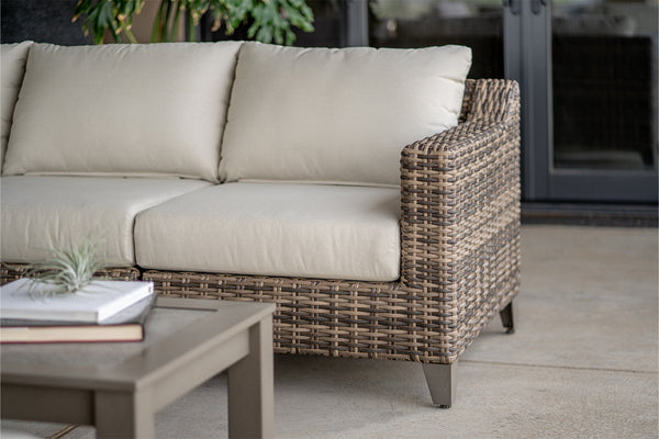 Outdoor Wicker Patio Sofa and Coffee Table