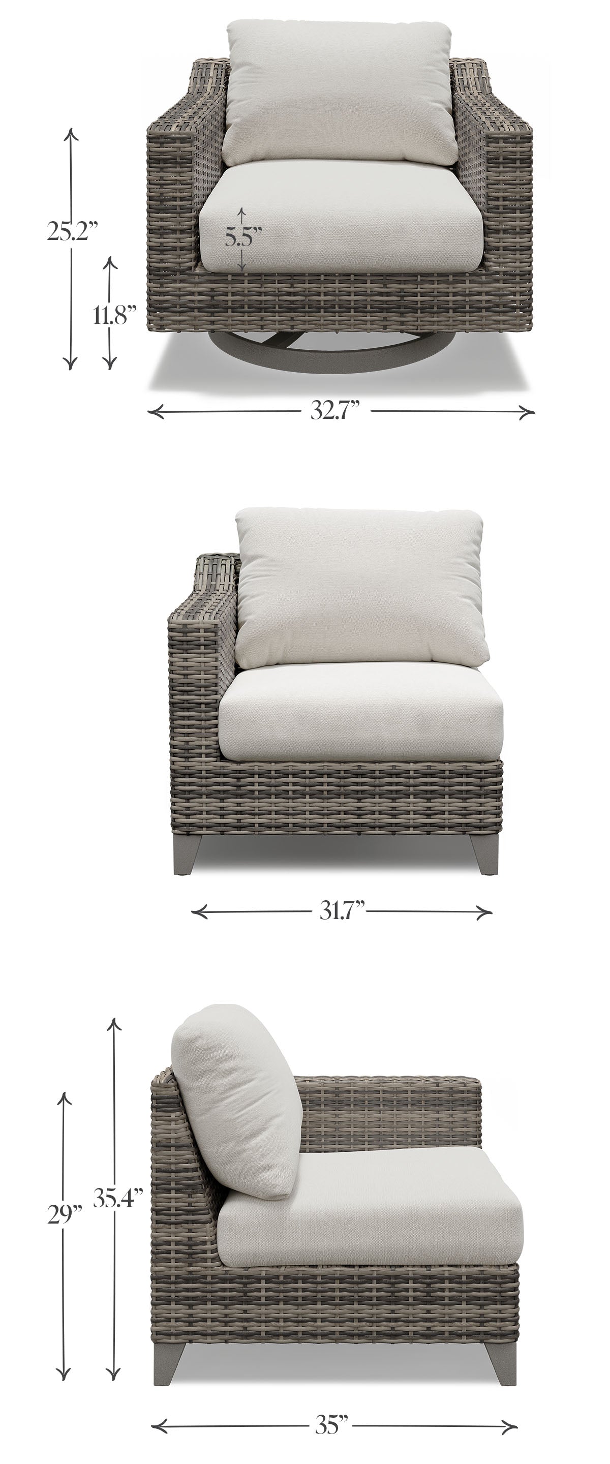 Patio Loveseat with Lounge Chair Set