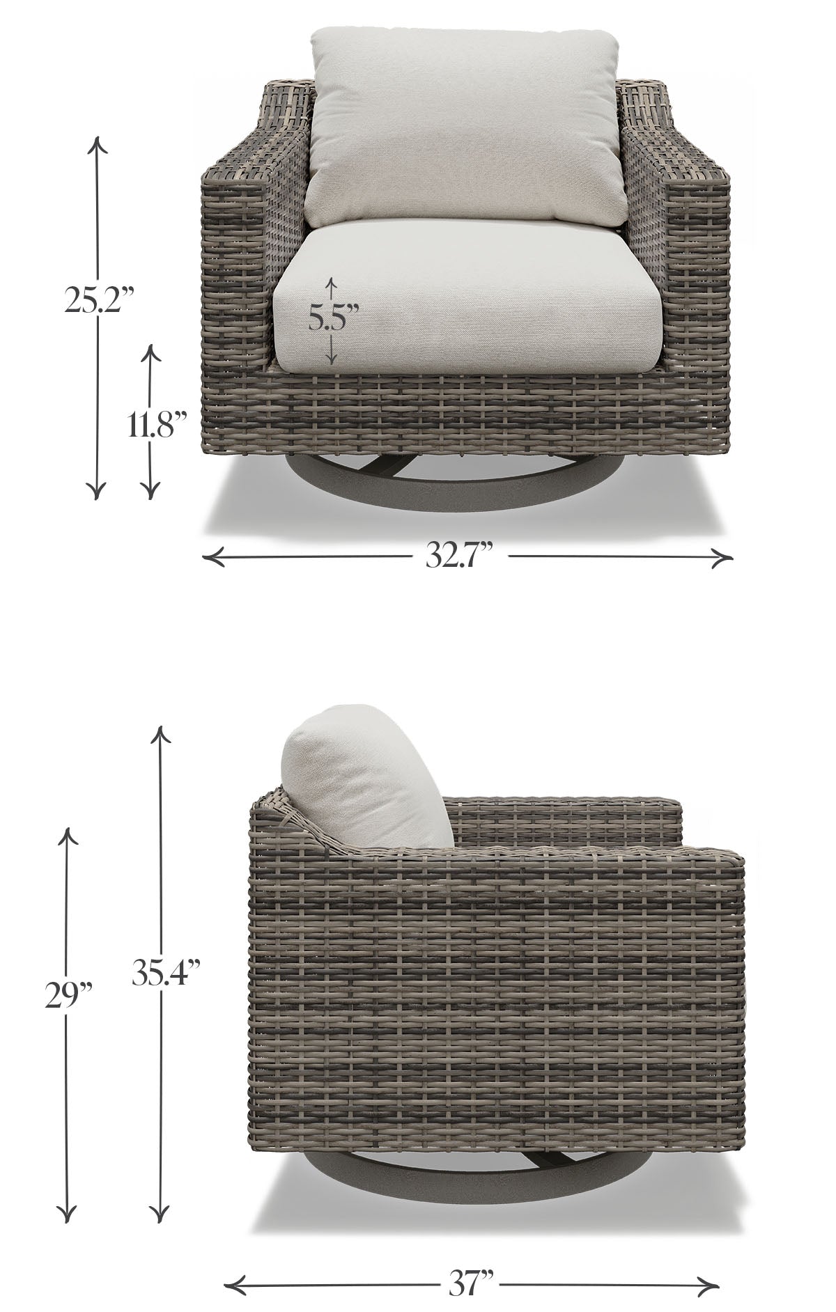 Patio swivel rocking lounge chair dimensions