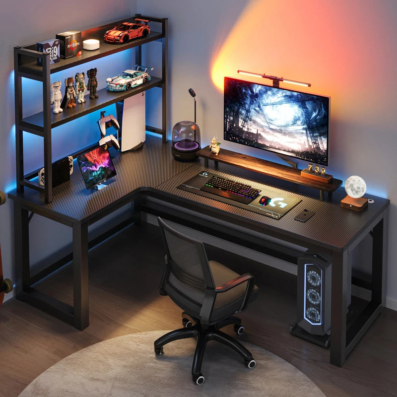L-Shaped Gaming Desk Computer Desk with Shelf_1