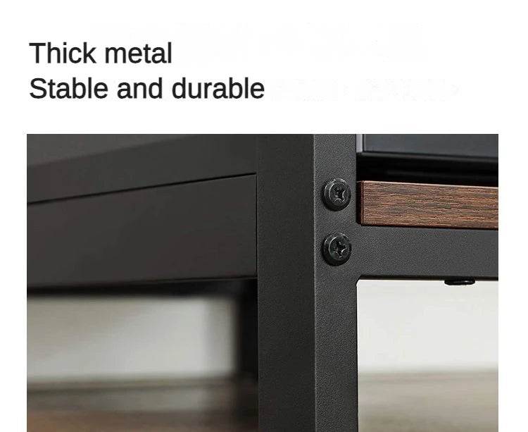 Wooden Industrial Computer Desk with Storage Shelves_4