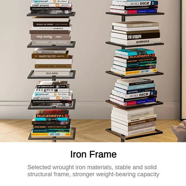 Wrought Iron Invisible Bookshelf Marble Bottom Bookcase_4