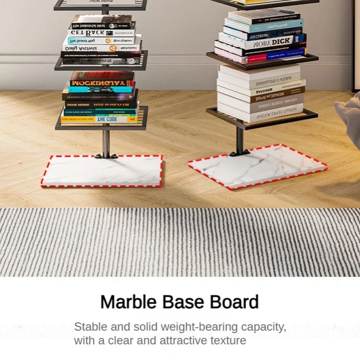 Wrought Iron Invisible Bookshelf Marble Bottom Bookcase_5