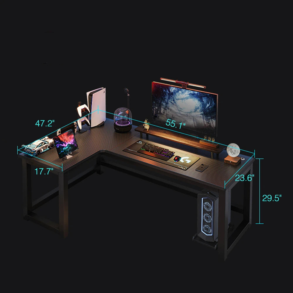 L-Shaped Gaming Desk Computer Desk with Shelf_5