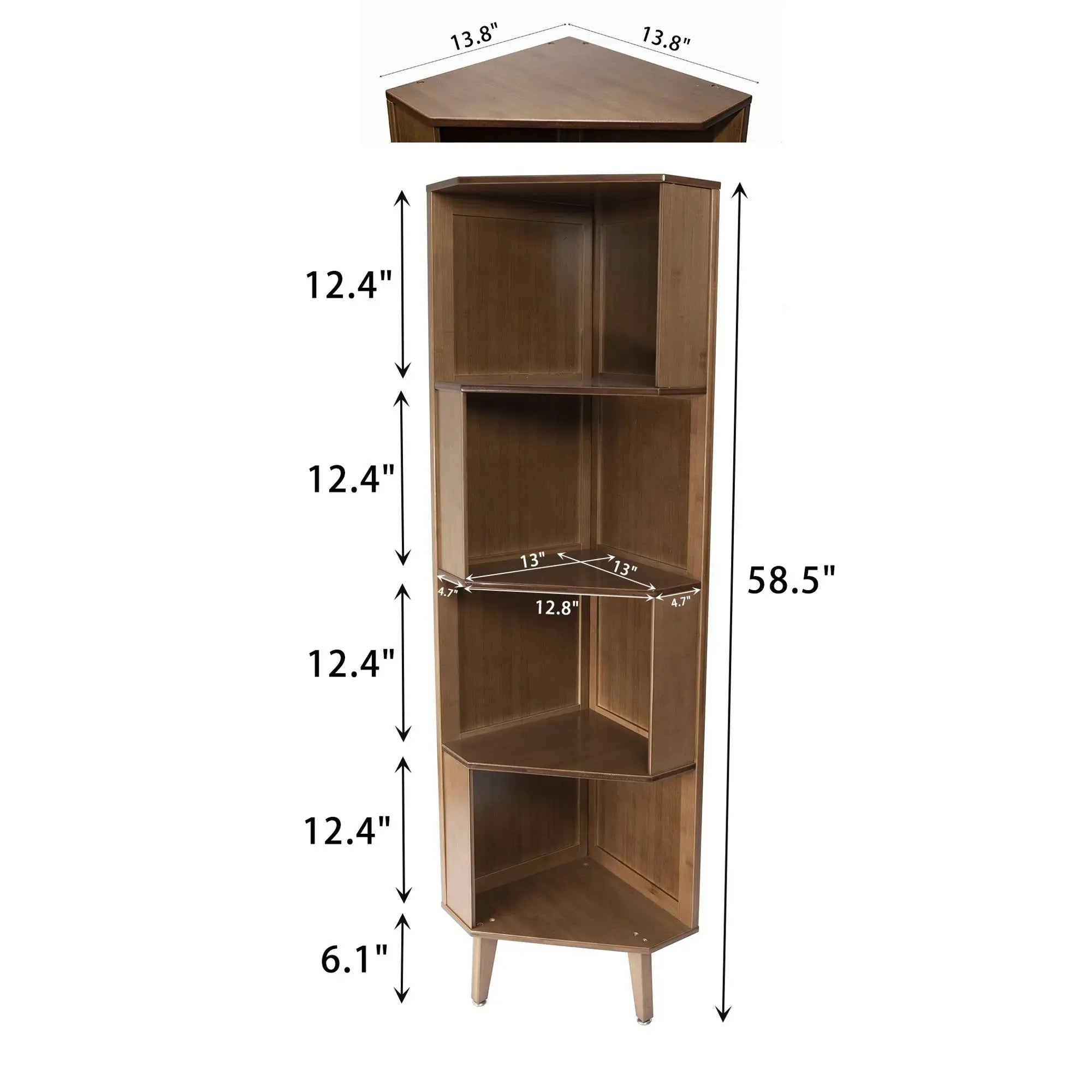 Industrial Corner Bookcases Bamboo Display Storage Stand_7