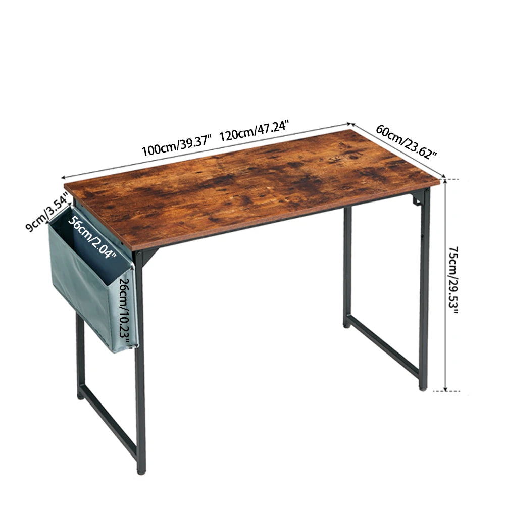 Rustic Wood Computer Desk Table with Storage Bag_size