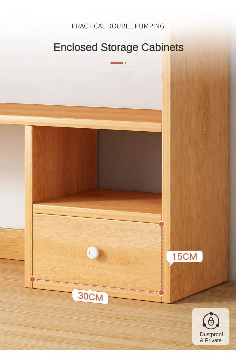 Wooden Desk Organizer Storage Shelf with Drawers_444